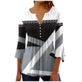 thumbnail image 1 of Birdeem T-Shirt Mode Imprimé pour Femmes Manches 3/4 Blouse Col en V Hauts Décontractés, 1 of 12