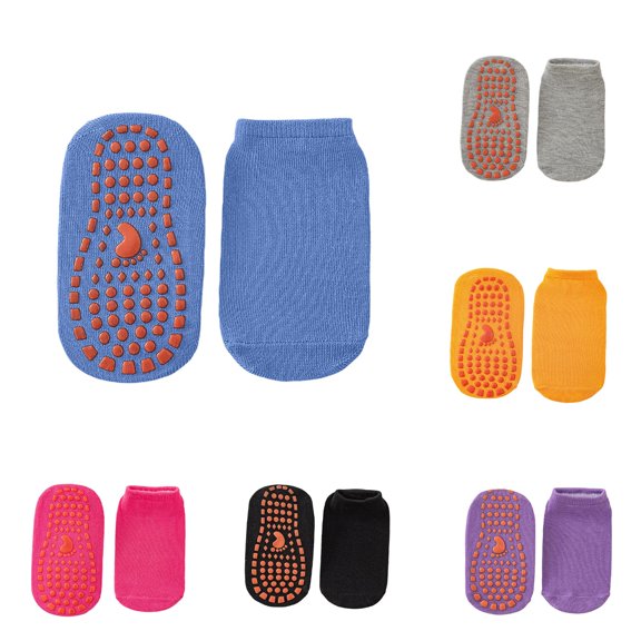 Rhuody Unisex Socks For Boys Girls Kids Non Slip For Toddlers And Children Soft Silicone Grip Baby Indoor Play Learning Walking Ankle Floor Socks Blue