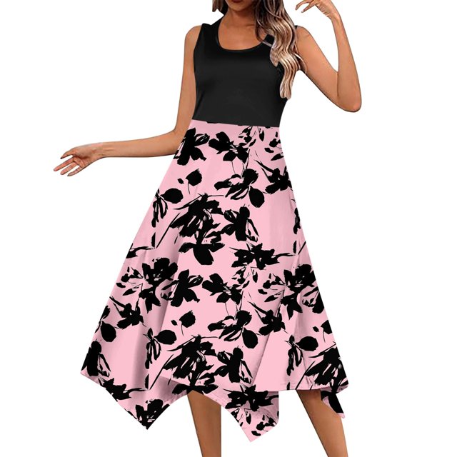 Daznico Robe d'Été for Women, Robe Longue d'Été Décontractée Fluide Florale Élégante pour Femmes, Robes d'Été for Women