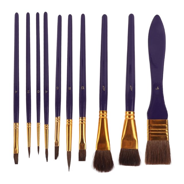 Pintura 10 Uds Pincel Pincel Pluma Lana De Nailon Con Bolsa De Almacenamiento Para Acuarela Acrílica