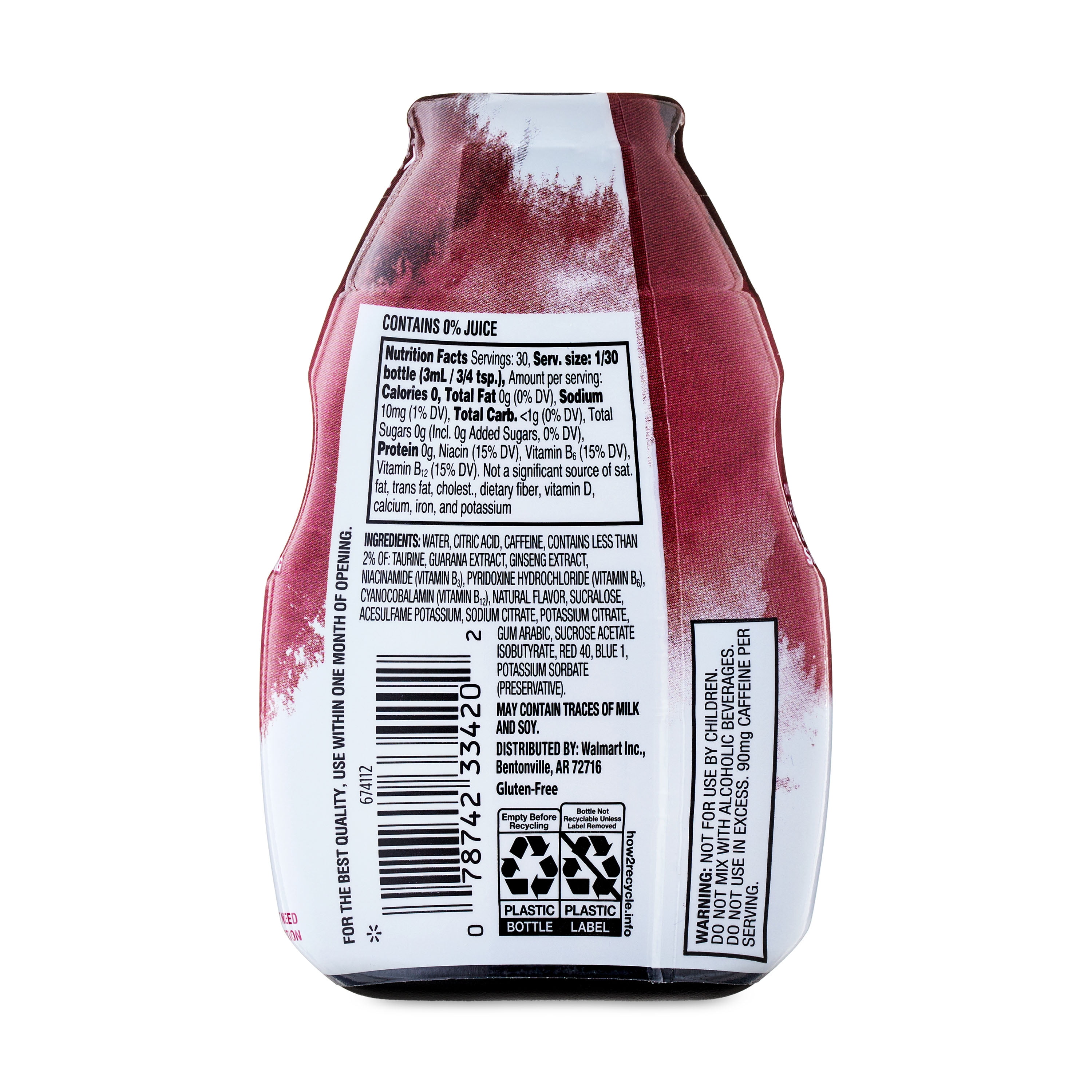 Great Value Energy Black Cherry Water Drink Enhancer, 3.11 fl oz Bottle