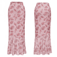 thumbnail image 2 of MLDRA Skirts For Women High Waist Floral Print Mermaid Skirt Vintage Ruffle Hem Midi Skirts, 2 of 7