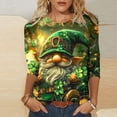 thumbnail image 1 of TaTaai St. Patrick's Day Women's Casual Print Round Neck 3/4 Sleeve T-Shirt Loose Top Gift, 1 of 5