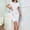 White, variant on Ayolanni Holiday Dresses for Women 2025 Plus Size Knee-Length Black Solid Short Sleeve Bodycon Dresses Tween Dresses L
