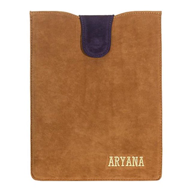 Aryana Ella-1-Brn Chic Basic Brown Suede Flap Closure Essential Ipad Cover