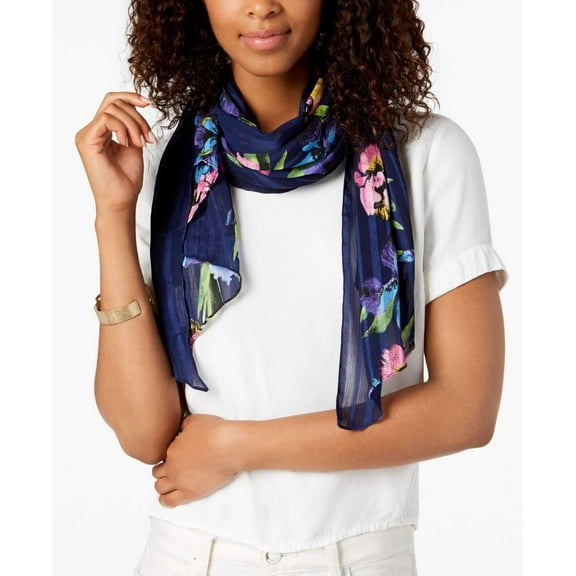 INC International Concepts Womne’s Iris Bias Scarves, White/Purple