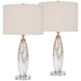 thumbnail image 2 of 360 Lighting Melina 27 1/2" High White and Beige Glass Table Lamp Set of 2, 2 of 9