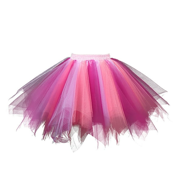 IROINNID Short Elastic Waist Skirt For Women Mesh Tulle Skirt Princess Skirt Dancing Skirt Print Skirt