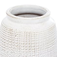 thumbnail image 5 of DecMode 11" Textured Crosshatch White Ceramic Vase with Crosshatch Design, 5 of 12