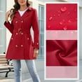 thumbnail image 5 of LEBONYARD Women's Fashion Crew Neck Solid Colored Hooded Button Outwear Coat Casual Long Sleeve Loose Fit Round Neck Pocket Ladies Fall Winter Coat, 5 of 8