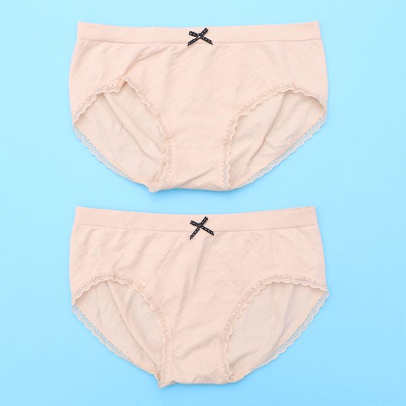 HOOWIFFY Underpants Women Seamless Briefs Cotton 2Pcs Pink for Ladies