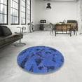 thumbnail image 3 of Ahgly Company Indoor Round Abstract Sapphire Blue Persian Area Rugs, 4' Round, 3 of 6