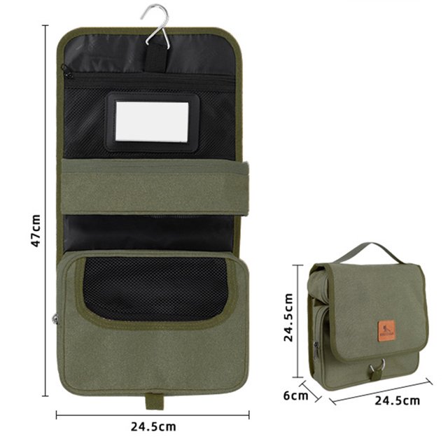 Bolsa de maquillaje Oxford, artículos de tocador portátiles de viaje, organizador de lavado colgante (verde militar) Hugtrwg Para Estrenar