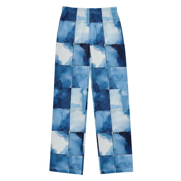 FORMRS Boys Pajama Pants with Pockets Size 6-8Y Kids Lounge Sleep Bottoms, Blue Pattern