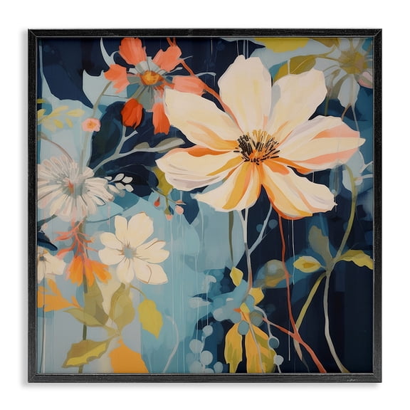 Stupell Industries Modern Varied Flowers Pattern Black Framed Giclee Art, 12 x 12, by Lazar Studio