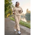 thumbnail image 4 of SHEWIN Womens Sweatsuits 2 Piece Set Fleece Lined Outfits Crew Neck Colorblock Long Sleeve Sweatshirt Jogger Pants Tracksuit Set with Pockets, 4 of 7