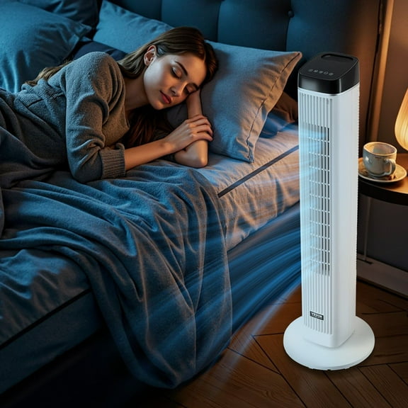 Remote Controlled 40 Inch Oscillating Tower Fan - 9H Timer, 22 ft/s High Velocity, 3 Speeds, Ultra Quiet Operation