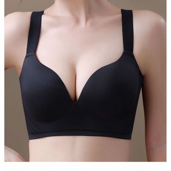 ATENAR Bras for Women,Wireless Bras for Women,Womens Bras,Comfort Fit,Soft,Solid,Nylon,Spandex,Black,L(US:8)