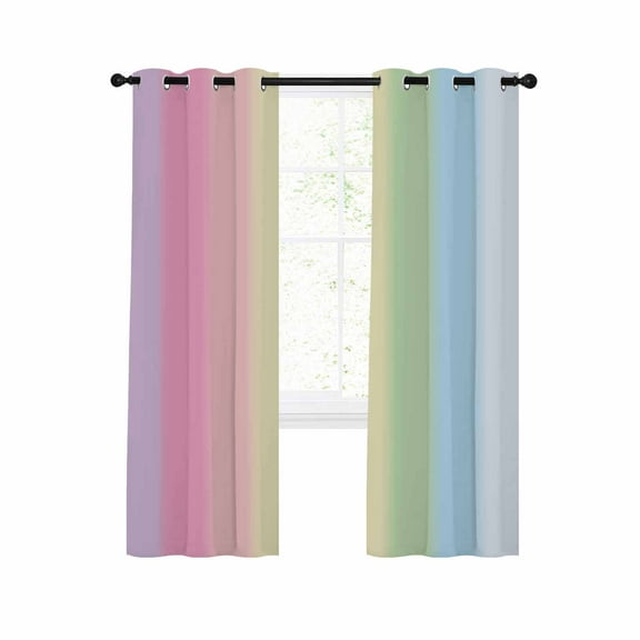 Rainbow Stripes Blackout Curtains 84 Inches Long for Bedroom, Modern Colorful Cream Striped Aesthetics Thermal Insulated Room Darkening Black Out Window Curtain Panels Grommet Drapes for Living Room