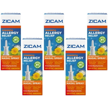 5 Pack - Zicam Powerful Allergy Relief Nasal Spray 0.5 oz Each