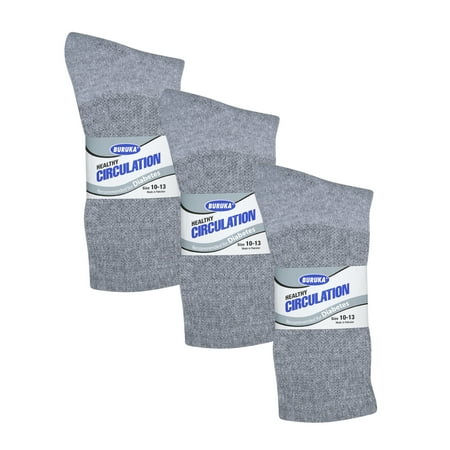 Unisex Diabetic Crew Circulatory Non-Elastic Cotton Socks for Mens & Womens (3 Pairs Gray  9-11) price history on PriceWatchPro