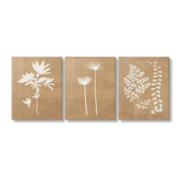 Stupell Industries Nature Botanical Silhouettes Botanical & Floral Painting Gallery Wrapped Canvas Art Print Wall Art, 24 x 30, Set of 3