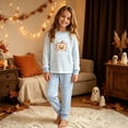 thumbnail image 2 of XAOFW Boys Girls Halloween Pajamas Pumpkin Prints Long Sleeve Tops Pants Toddler Kids Fall Winter Cozy Loungewear 5-6 Years, 2 of 8