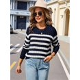 thumbnail image 6 of Women'S Striped Sweaters Casual Crew Neck Long Sleeve Pullover Oversized Cable Knit Loose Jumper Tops Tibet M, 6 of 8