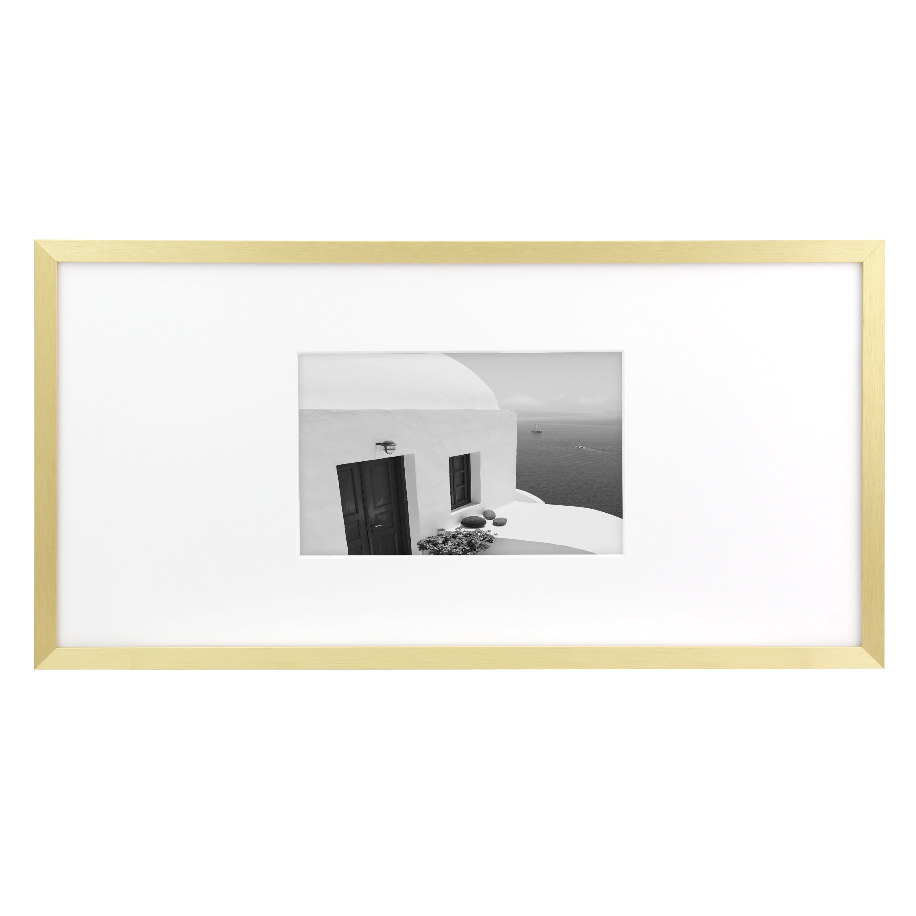 Better Homes & Gardens 7x14 Matted to 4x6 Metal Gallery Wall Picture Frame, Gold