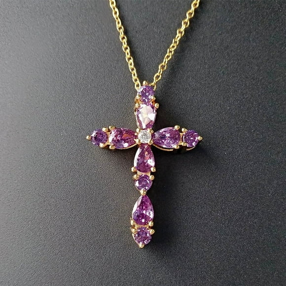 Amethyst Cross Pendant Necklace