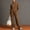 Amber Color, variant on Women's Leopard Print Set Stand Collar Button-Front Cropped Jacket & High-Waist Wide-Leg Pants Gray,S
