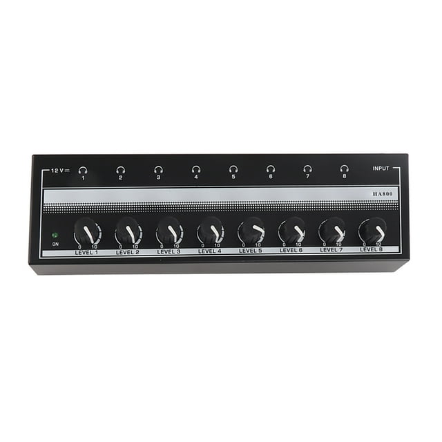 Amplificador de auriculares Portátil de metal de 8 canales, Amplificador de auriculares de estudio y escenario con control de volumen independiente, de distribución
