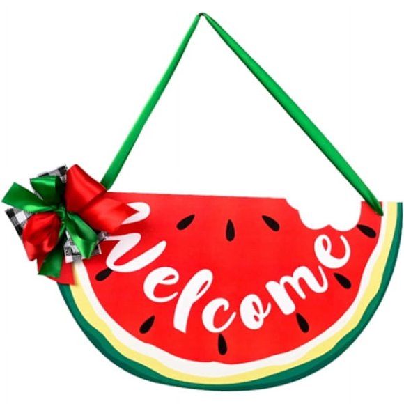 Welcome Sign Decor Wood Decor Watermelon Pattern Wood Party Directional Signs Wood Hanging Sign Farmhouse Porch Decorations for Home Garden Signs