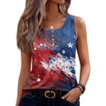 thumbnail image 2 of Patriotic Shirts for Women Patriotic Star Print Sleeveless Botton Down Scoop Neck Tank Top Celebration Stretchy Summer Daily Wear Blouses,L,#01 Sky Blue, 2 of 5