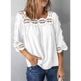 thumbnail image 3 of Camisetas de verano de Color puro con puños de hombro y cuello cuadrado de encaje para mujer, 3 of 6