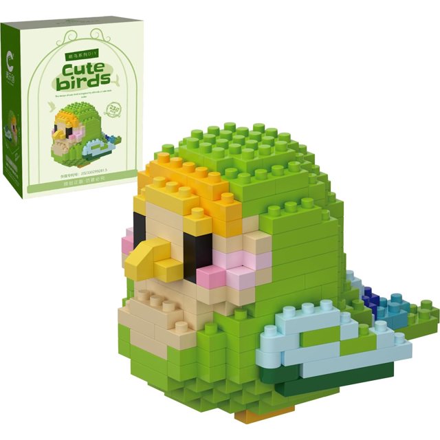 Kits de bloques de construcción de loros pequeños, 12 mini ladrillos de colores, linda serie de pájaros, juguetes de animales para niños, regalo para Navidad, cumpleaños