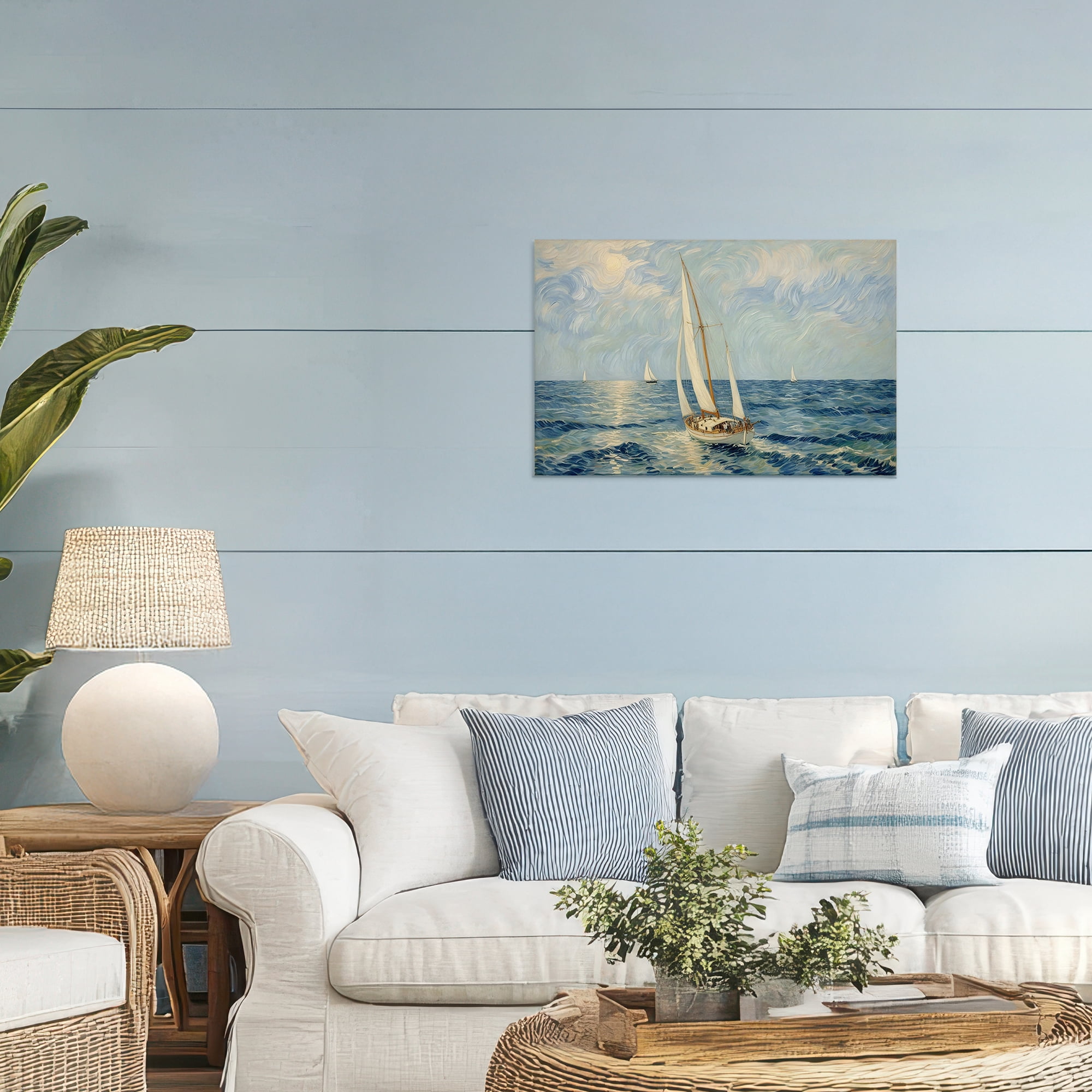 Stupell Industries Sailing Yacht on Blue Sea Canvas Wall Art, design by Angie Hawke