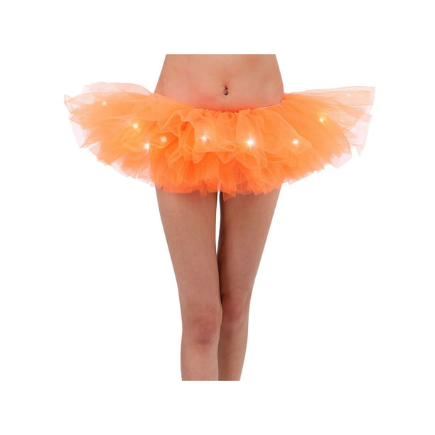 hulp geschenk dienen Women's LED Light Up Neon Tulle Skirt Fun Warrior Run Rave Party Tutu,  Orange - Walmart.com