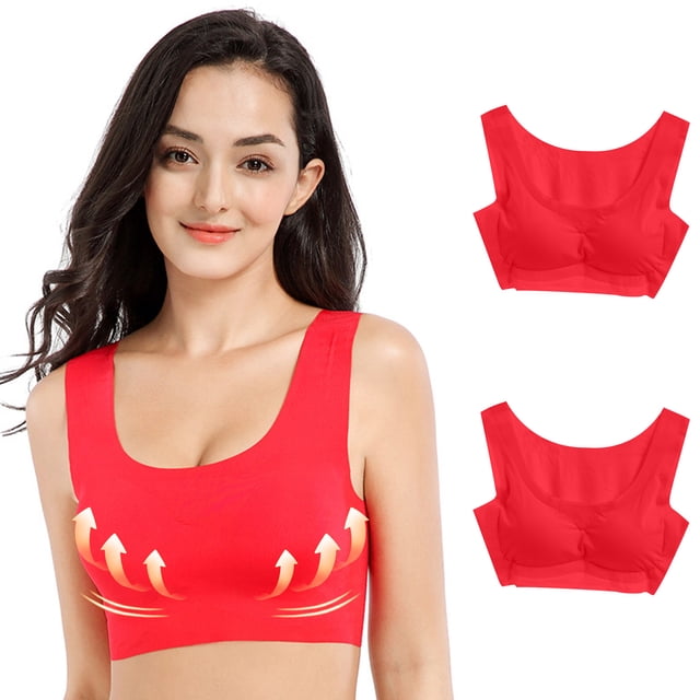 FcBaudy Bras pour Femmes Soutiens-Gorge Quotidiens 2 Pcs Dames Sans Trace Confortables Sans Armature Haute Élasticité Respirant Soutien-Gorge Rassembleur sous-Vêtements Femme sous-Vêtements Femmes