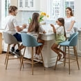 thumbnail image 3 of Homy Casa Bar Stools Set of 2, Modern Swivel 26" Counter Height Upholstery Barstools for Kitchen Dining, Light Blue, 3 of 12