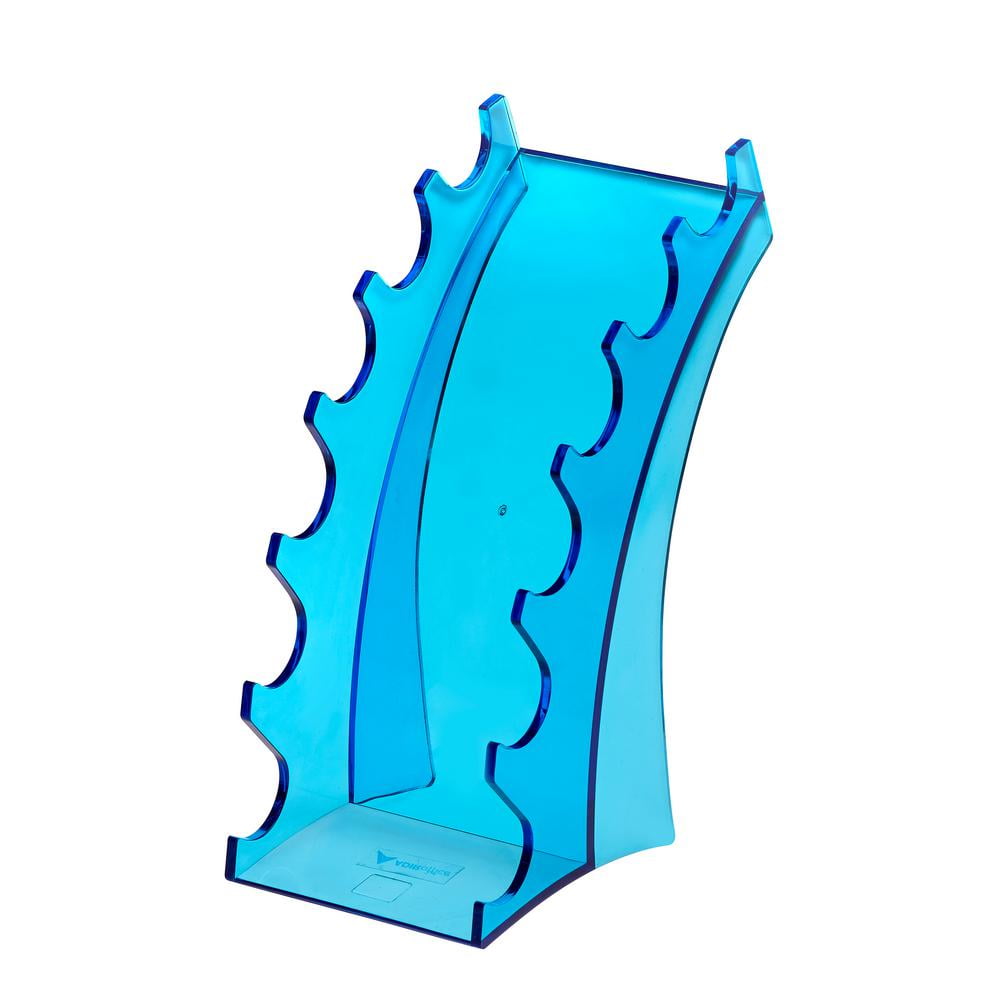 AdirOffice Crystal Blue Acrylic 6 Pen Horizontal Pencil Holder Desktop