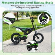 Costway 12 Kids Bike Motocross Style with Removable Training Wheels Dual Brake System for Ages 3-4 Years Black