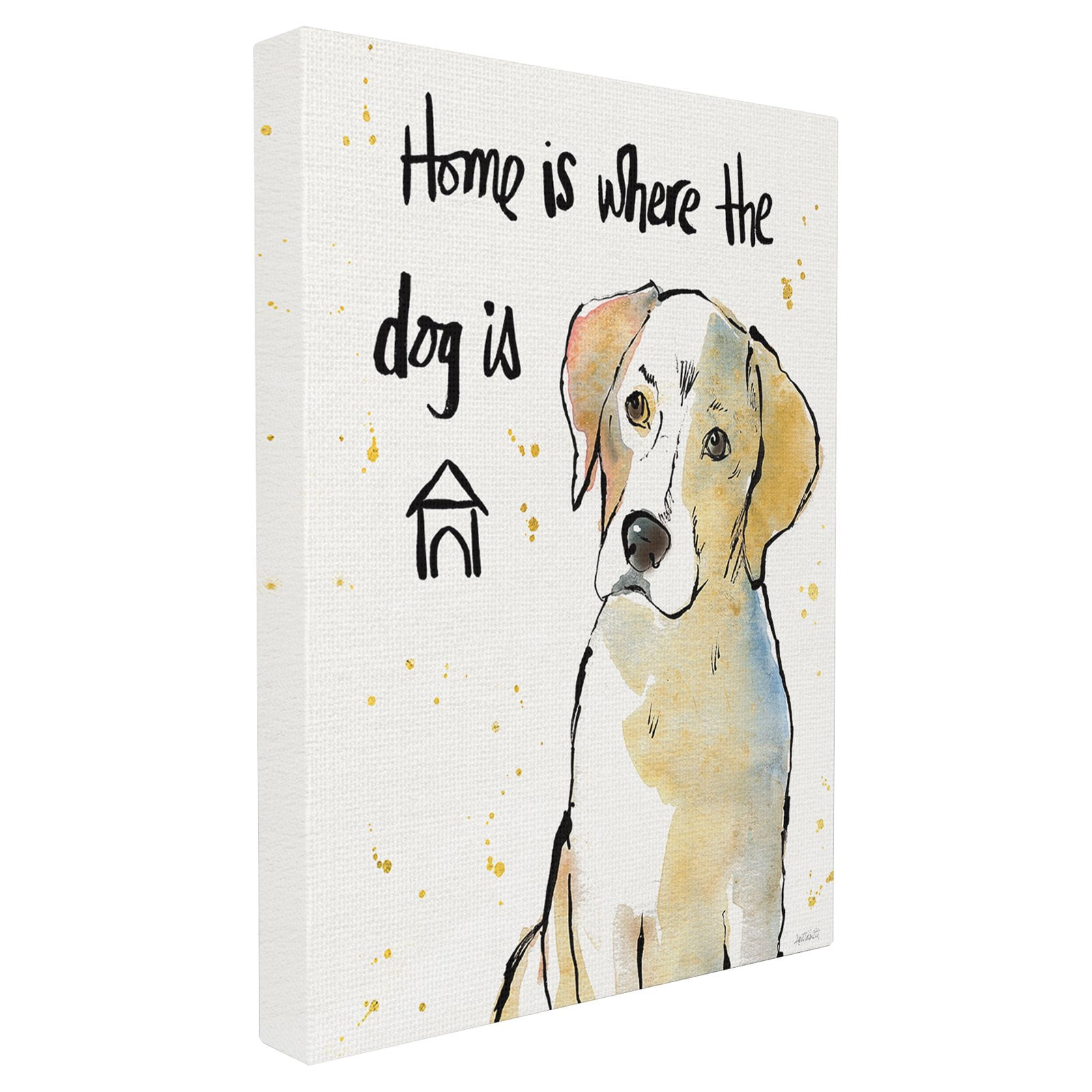 The Stupell Home Decor Collection Home is Where the Dog Is Oversized Framed Giclee Texturized Art