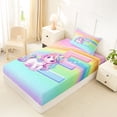 thumbnail image 4 of Erosebridal Multicolor Letter E Twin Sheet Sets,Pink Unicorn Animal Cute Rainbow Bedding For Girls Kids 3pcs, 4 of 6