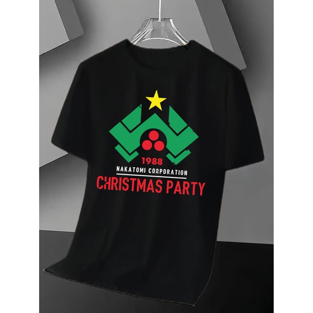 Camiseta estampada de fiesta navideña de Nakatomi Corporation 1988, informal, de cuello redondo y manga corta, de punto ligeramente elástico, para adultos, ideal para el verano.