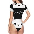 thumbnail image 3 of Uemuo Cat Meow Pattern Women's One Piece Short Sleeve Swimsuit Rash Guard Surfing Modest Quick-drying Swimsuit Beach Essentials-Large, 3 of 9