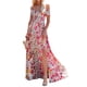 thumbnail image 2 of VISgogo Vestido cruzado con hombros descubiertos para mujer, vestido largo de playa bohemio de manga corta con estampado floral VISgogo moda, 2 of 9