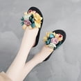 thumbnail image 4 of Puntoco Women Sandals Clearance，Women'S Bohemian Flower Wedges Slippers Summer Sandals Non-Slip Beach Shoes Yellow, 4 of 6