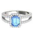 thumbnail image 2 of Mauli Jewels Rings for Women 2.77 Carat Diamond and Emerald Shaped Blue Topaz Ring prong 10K White Gold, 2 of 7