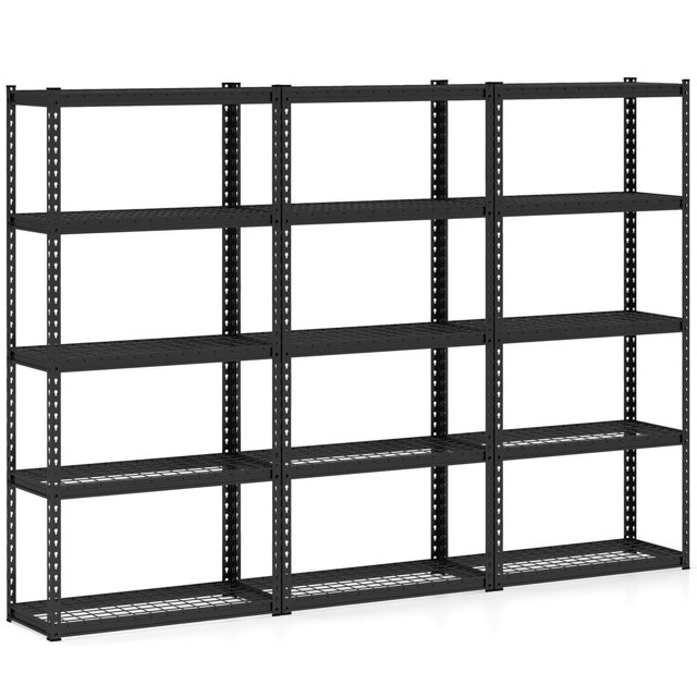 Gymax 3PCS 5-Tier Storage Shelf Heavy Duty Storage Utility Rack Shelf w/Anti-tipping Device